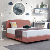 Linen Fabric King Bed Curved Headboard Bedhead - Pearl Copper Brown - Side View
