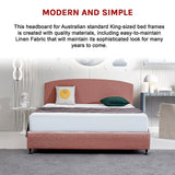Linen Fabric King Bed Curved Headboard Bedhead - Pearl Copper Brown - 45-Degree Angle