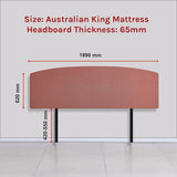 Linen Fabric King Bed Curved Headboard Bedhead - Pearl Copper Brown - Rear View
