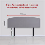 Linen Fabric King Bed Curved Headboard Bedhead - Slate Ash - Rear View