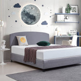 Linen Fabric King Bed Curved Headboard Bedhead - Slate Ash - Top-Down View
