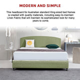 Linen Fabric King Bed Curved Headboard Bedhead - Olive Green - 45-Degree Angle