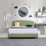 Linen Fabric King Bed Curved Headboard Bedhead - Olive Green - Front View