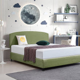 Linen Fabric King Bed Curved Headboard Bedhead - Olive Green - Side View
