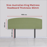 Linen Fabric King Bed Curved Headboard Bedhead - Olive Green - Rear View