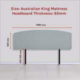 Linen Fabric King Bed Curved Headboard Bedhead - Stone Grey - Rear View