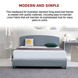 Linen Fabric King Bed Curved Headboard Bedhead - Berlin Blue - 45-Degree Angle