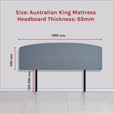 Linen Fabric King Bed Curved Headboard Bedhead - Berlin Blue - Rear View