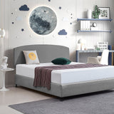 Linen Fabric King Bed Curved Headboard Bedhead - Night Ash - Side View
