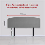 Linen Fabric King Bed Curved Headboard Bedhead - Night Ash - Rear View