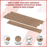 Vinyl Floor Tiles Self Adhesive Flooring Smoked Eucalyptus Wood Grain 16 Pack 2.3SQM - Side View