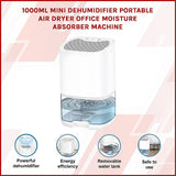 1000ML Mini Dehumidifier Portable Air Dryer Office Moisture Absorber Machine - Side View