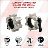 Aluminium Olympic Lock Collars Pair Barbell Clamps Clips Quick - Side View