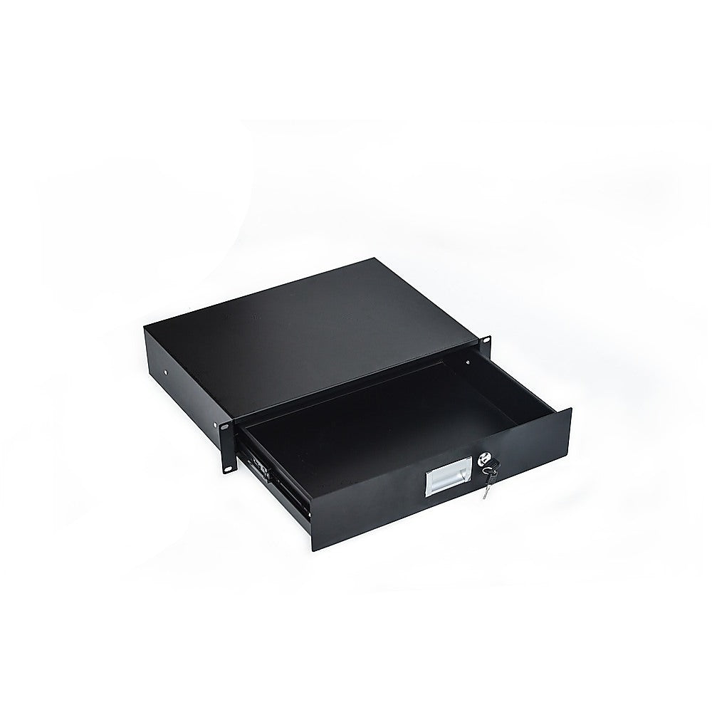19 Rack Mount 2U Locking Drawer Pro Audio DJ Server Rack Lock Storage Cabinet
