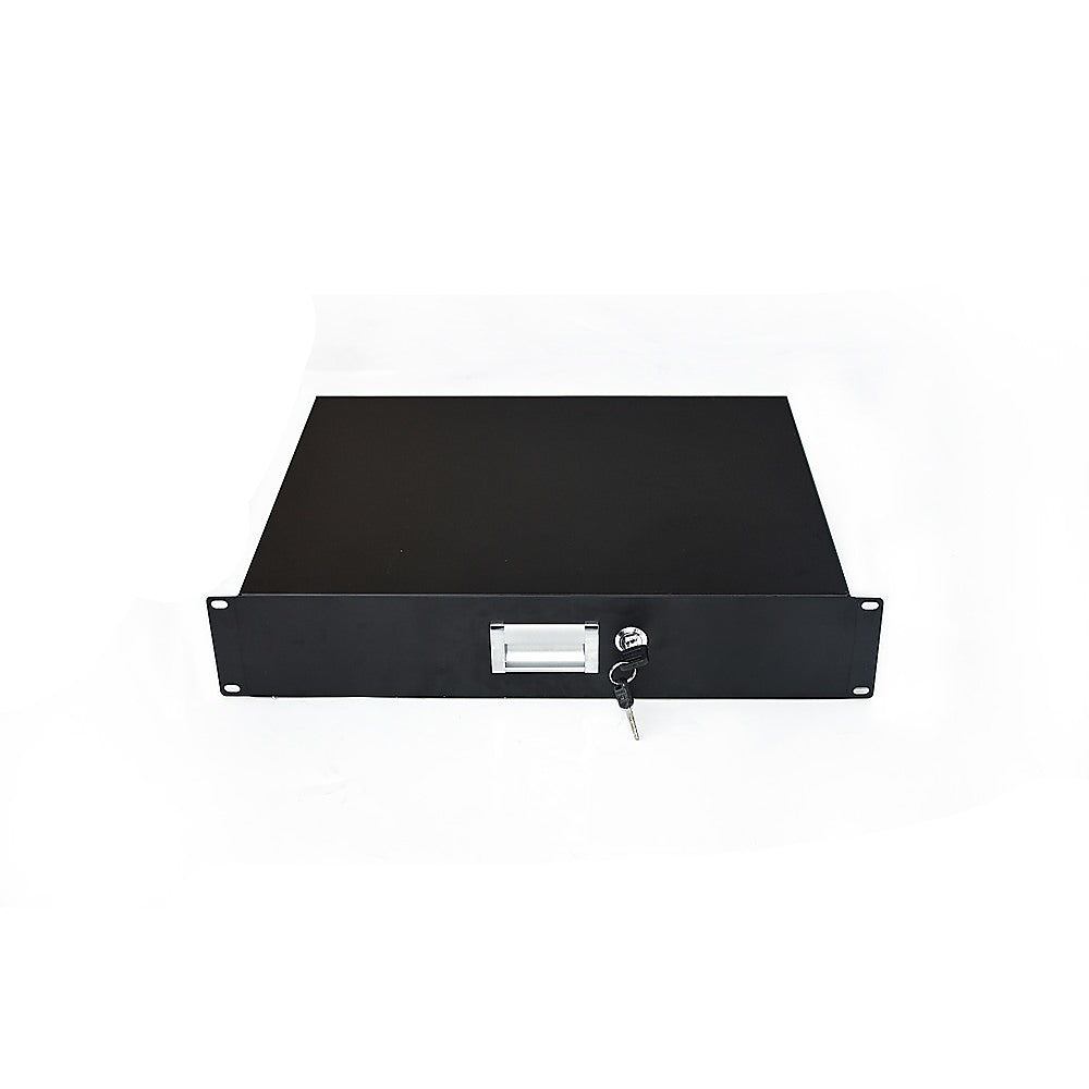 19 Rack Mount 2U Locking Drawer Pro Audio DJ Server Rack Lock Storage Cabinet