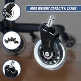 5x Office Chair Rollerblade Caster Wheels Safe for All Floors - Universal Fit - Low Angle