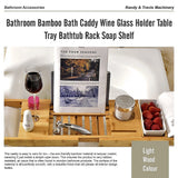 Bathroom Bamboo Bath Caddy Wine Glass Holder Table Tray Bathtub Rack Soap Shelf - Extra Image