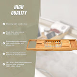 Bathroom Bamboo Bath Caddy Wine Glass Holder Table Tray Bathtub Rack Soap Shelf - Extra Image