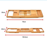Bathroom Bamboo Bath Caddy Wine Glass Holder Table Tray Bathtub Rack Soap Shelf - Extra Image
