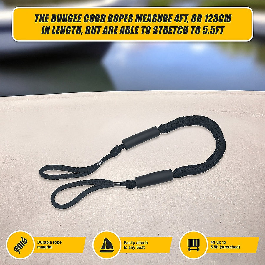 4 Pack Marine Bungee Dock Line Boat Mooring Rope Anchor Cord Stretch