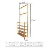 Large Wooden 5 Tiers Hat Coat Stand Clothes Shoe Rack Hanger Hooks Shelf Storage - Extra Image