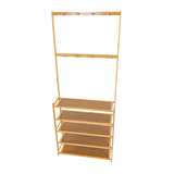 Large Wooden 5 Tiers Hat Coat Stand Clothes Shoe Rack Hanger Hooks Shelf Storage - Top-Down View