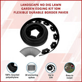 Landscape No Dig Lawn Garden Edging Kit 10m Flexible Durable Border Paver - Side View
