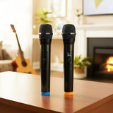 2 x Wireless Microphone Handheld Cordless Professional Mic Karaoke Receiver - Front View