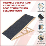 Foldable Dog Pet Ramp Adjustable Height Dogs Stairs for Bed Sofa Car 100cm - Side View