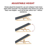 Foldable Dog Pet Ramp Adjustable Height Dogs Stairs for Bed Sofa Car 100cm - Close-Up Angle