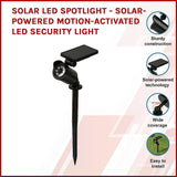 Solar LED Spotlight - Solar-powered motion-activated LED security light - Side View
