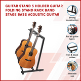 Guitar Stand 5 Holder Guitar Folding Stand Rack Band Stage Bass Acoustic Guitar - Side View