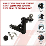 Adjustable Tow Bar Tongue Hitch 50mm Ball Towbar Drop Trailer Caravan 4WD - Side View