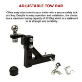 Adjustable Tow Bar Tongue Hitch 50mm Ball Towbar Drop Trailer Caravan 4WD - Close-Up Angle