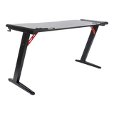 LED Gaming Desk Computer Table with Cup Holder Headphone Hook Cable Hole - Close-Up Angle