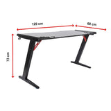 LED Gaming Desk Computer Table with Cup Holder Headphone Hook Cable Hole - Low Angle