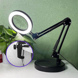 10X Magnifying Glass Desk Light Magnifier LED Lamp Reading Lamp With Base - Low Angle