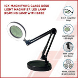 10X Magnifying Glass Desk Light Magnifier LED Lamp Reading Lamp With Base - Side View