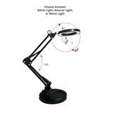 10X Magnifying Glass Desk Light Magnifier LED Lamp Reading Lamp With Base - Low Angle