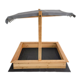 Kids Wooden Toy Sandpit with Adjustable Canopy - Top-Down View