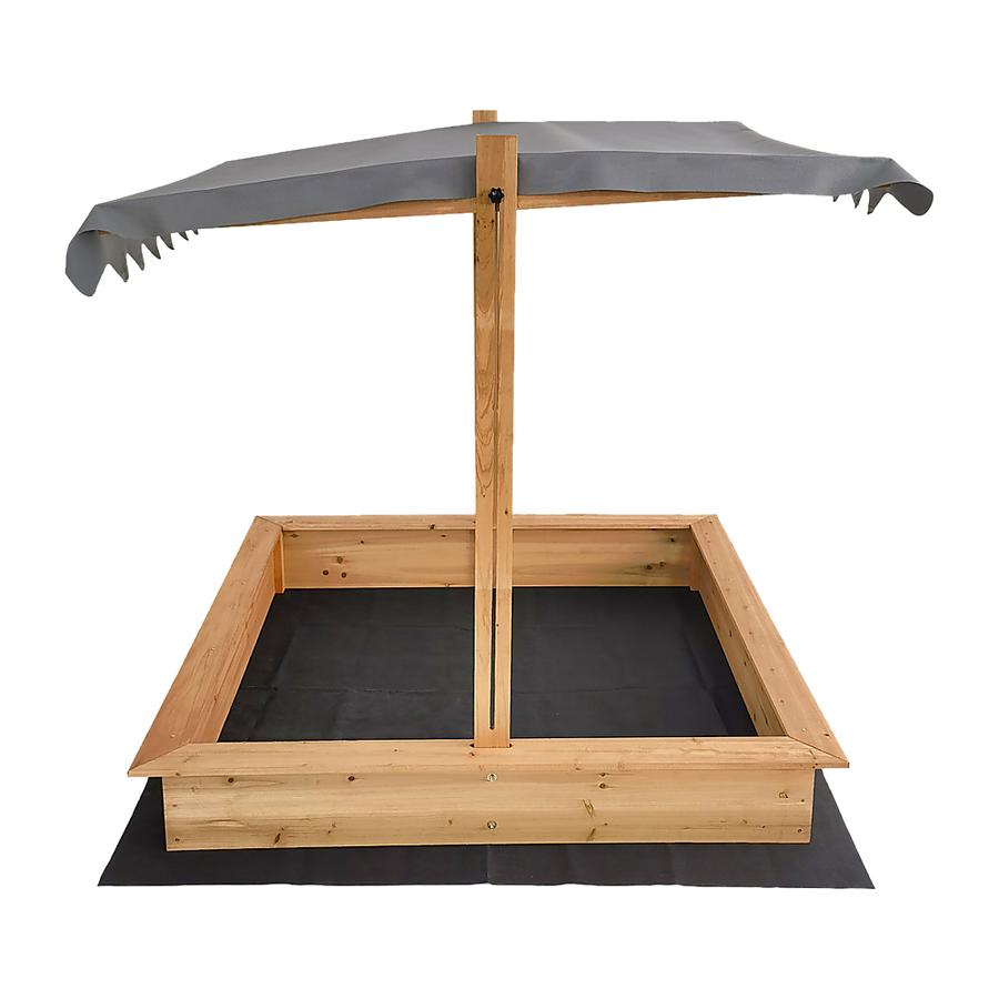 Kids Wooden Toy Sandpit with Adjustable Canopy, image 4