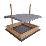 Kids Wooden Toy Sandpit with Adjustable Canopy - 45-Degree Angle