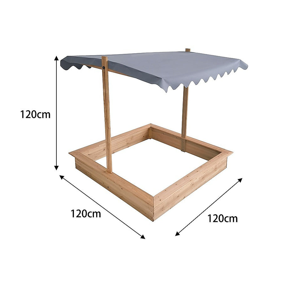 Kids Wooden Toy Sandpit with Adjustable Canopy, image 13