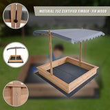 Kids Wooden Toy Sandpit with Adjustable Canopy - Extra Image