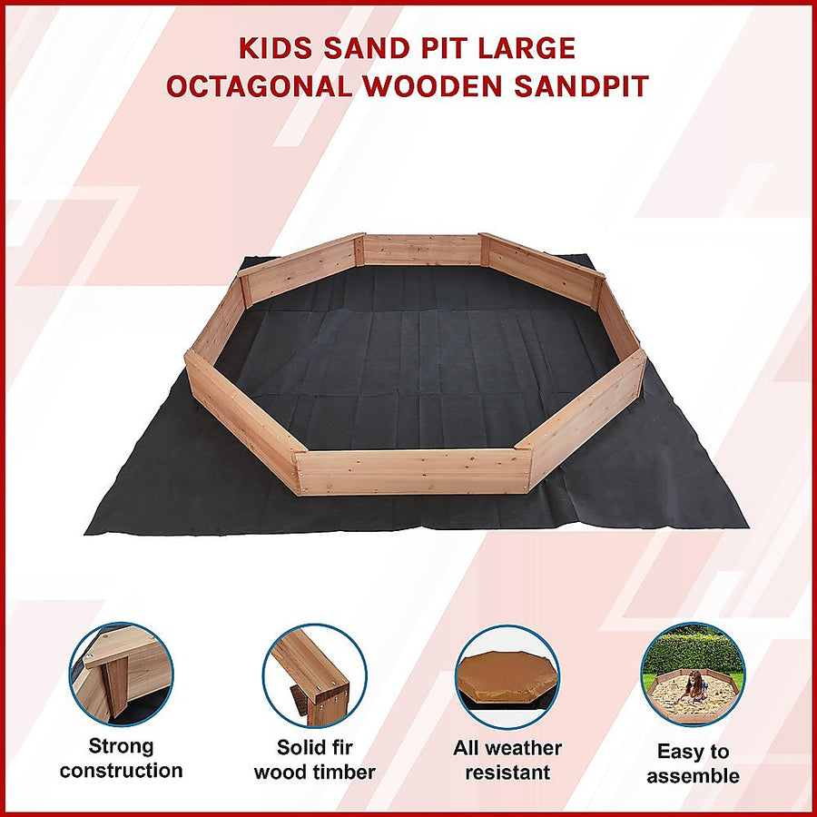Kids Sand Pit Large Octagonal Wooden Sandpit, image 3