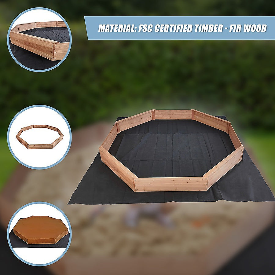 Kids Sand Pit Large Octagonal Wooden Sandpit, image 8