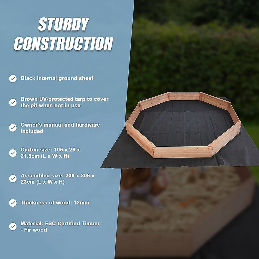 Kids Sand Pit Large Octagonal Wooden Sandpit, image 10