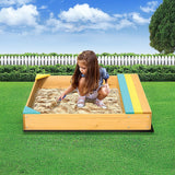 Wooden Kids Backyard Sandbox Children Outdoor Play Toy Sandpit - Front View