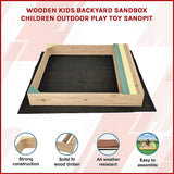Wooden Kids Backyard Sandbox Children Outdoor Play Toy Sandpit - Side View