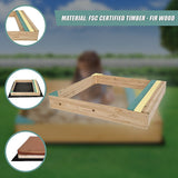 Wooden Kids Backyard Sandbox Children Outdoor Play Toy Sandpit - Low Angle